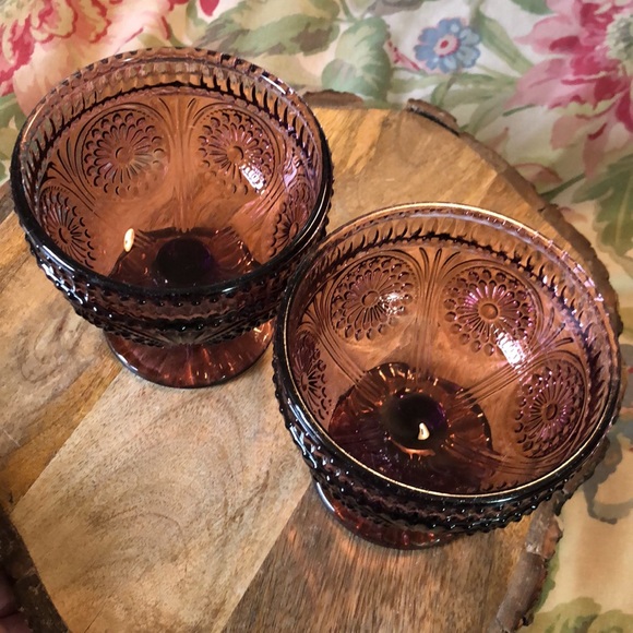 THE PIONEER WOMAN Set-of-2 Adeline Plum Glass Textured Old-Fashioned Sundae NEW - Picture 6 of 17